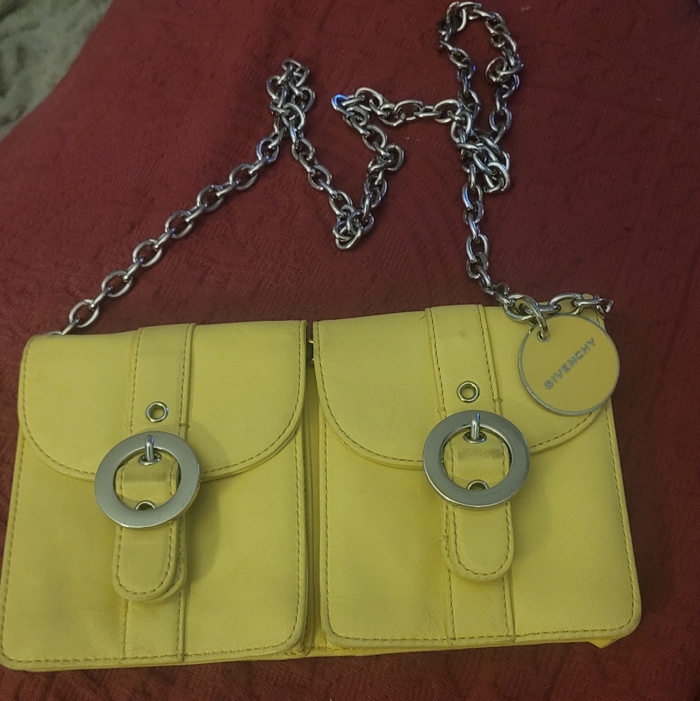 Givenchy yellow leather wallet or cross body on original chain - Picture 2 of 12